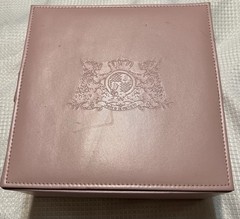 Rare vintage Juicy Couture Pink Faux Leather Lidded Storage Box Crest Design