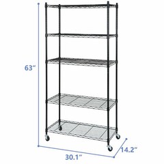 2X 5-Shelf Wire Unit Shelves Storage Rolling Storage Shelf w/ 4 Wheel Casters