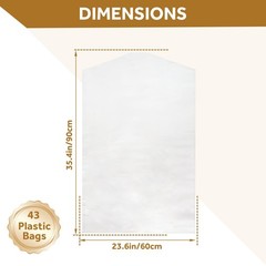 43 Pack Plastic Garment Bags for Clothes, Clear Dry Cleaning Bags for Coats