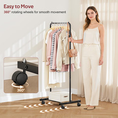 Small Clothing Rack with Wheels, Portable Clothes Racks for Hanging Clothes, 56″