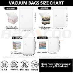 Vacuum Seal Storage Bags for Clothing – 16 Pack (4 Jumbo, Large, Medium, Small)