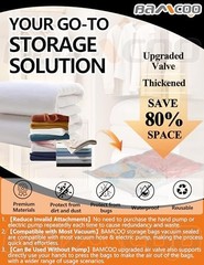 Vacuum Seal Storage Bags for Clothing – 16 Pack (4 Jumbo, Large, Medium, Small)