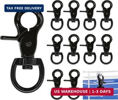 10PCS Trigger Snap Hooks 2.32” x 0.82” Zinc Alloy Black Swivel Snap Hooks Heav