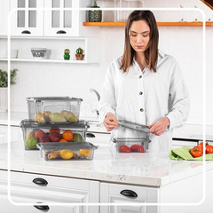 Mini Storage Bins with Lids – 1.25 Quart, Set of 6, Tinted, Made in EU