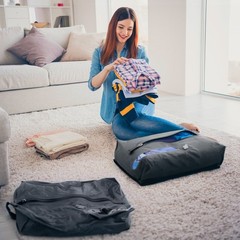 2Pcs 17L Travel Vacuum Bags for Luggage w/ Pump Reusable Vacuum Seal Bags