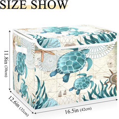 Vintage Ocean Turtle Storage Bins with Lids – Collapsible Organizer Baskets