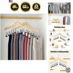 Legging Organizer for Closet, Wooden Yoga Pants Hangers 2 Pack with 10 Clips …
