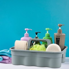 6PCS Commercial Large Plastic Cleaning Caddy W/ Handle Tool Supply Organizer