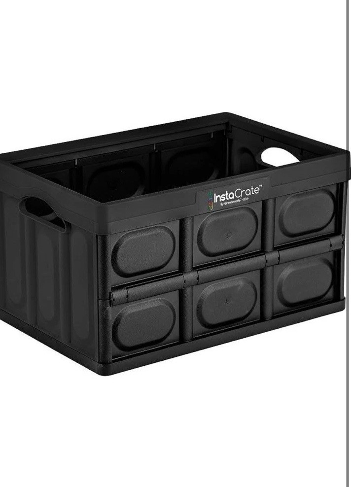 GreenMade InstaCrate Collapsible Storage Bin 12 Gallon Black Plastic