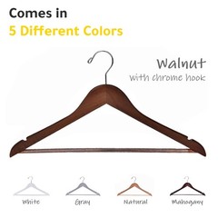 Quality Wooden Hangers – Slightly Curved Hanger 10 Pack Sets – Solid Wood Coa…