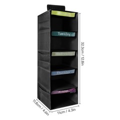 Yuuchoringee 5-Shelf Weekly 32.3 inches x 11.8 x 11 inches, Black