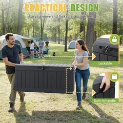 Greesum Outdoor Storage Box 82 Gallon Storage Bin with Lid for Patio Furniture,