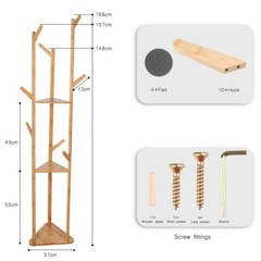 Solid Wood Floor Standing Hat Coat Jacket Hanger Storage Stand W/ Umbrella Rack