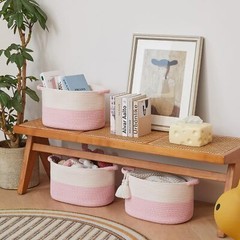 Storage Baskets For Organizing | 15″x10.2″x9.1″ Nursery Bin With Handles Woven C