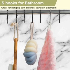 30 Pack Heavy Duty S Hooks for Hanging, Black S Shaped Hooks Hanging Hangers Pan