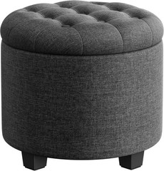 SONGMICS Round Ottoman, Ottoman with Storage, 17.7 Dia.