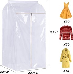 43″ Hanging Garment Bags for Closet Storage Large Clear Window Hanging Clothe…