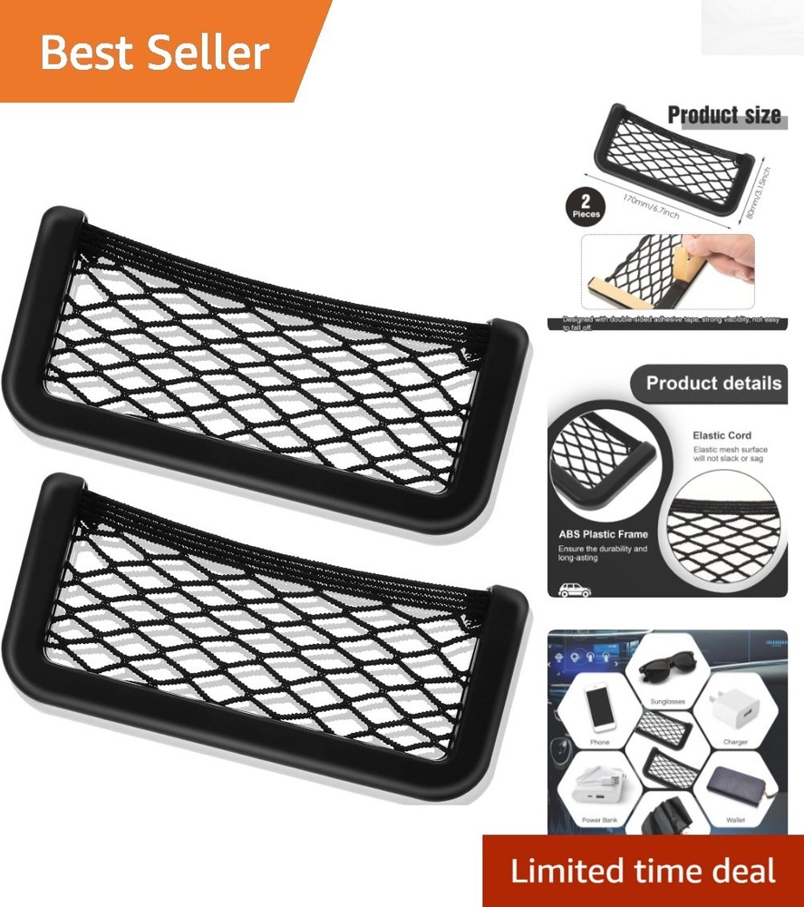 2 Pcs Car Storage Net Bags – Universal Mesh Organizers for Vehicle
