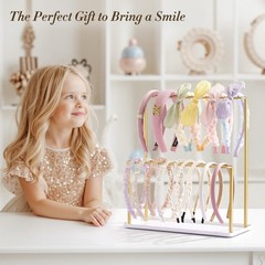 Headband Holder Organizer Metal 2-Tier with Tray: Hair Accessories Display Stand