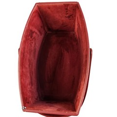 Woven Faux Leather and Wood Basket With Handle – Rectangular Design Deep Red Col
