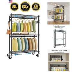 R2X Expandable Portable Closet with Lockable Wheels, 600lbs Capacity Heavy Du…