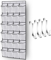 over the Door Shoe Organizer 24 Large Mesh Pockets, White