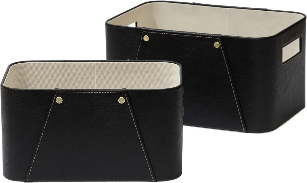 Storage Baskets Organizing 2 Pack Vegan Leather Storage Cube Boxes Closet