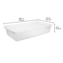 Storage Bin, 41 Quart Clear Plastic Underbed Storage Container with Snap-On Lid,