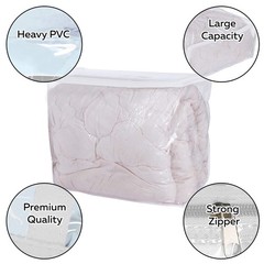 NUYKOUY Clear Vinyl Storage Bags with Zipper 24x20x11 Inches, 3Pack.