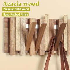 Coat Rack for Small Space: Foldable 8 Hooks 13.2Inch Compact Design Wooden Wa…