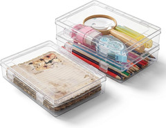 12 Pack Stackable Clear Plastic Storage Boxes with Lids for Organizing Supplies
