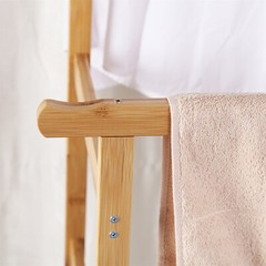 Heavy Duty Double Clothes Rail Wooden Garment Stand Hanging Rack w/Rolling Wheel