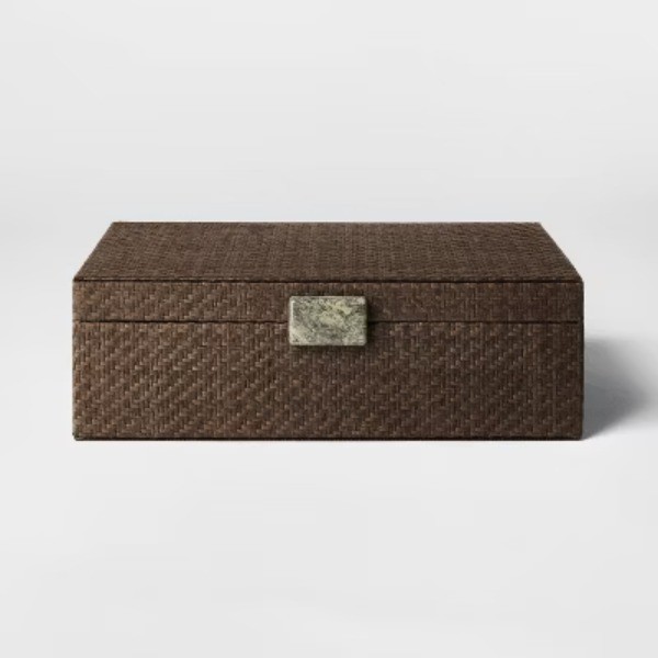 3.5"x11" Large Woven Decorative Box Dark Brown