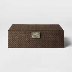 3.5"x11" Large Woven Decorative Box Dark Brown