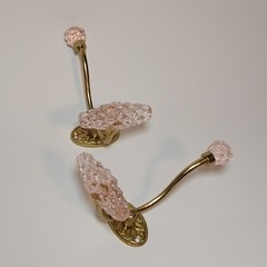 Anthropologie Pink Glass & Gold Etoile Hooks for Hats, Coats & More Set of 2