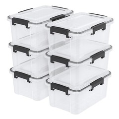 Idotry 10 Qt Plastic Stackable Storage Box with Latching Lid, 6X Clear Container