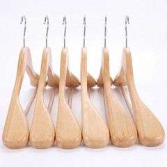 Wide Shoulder Wooden Hangers 12 PCS Premium Coat Clothes Hanger Non-Slip Natural