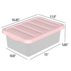 2 PCS 14 Quart Latching Storage Bin Lid Plastic Clear Storage Box Container
