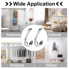 2 Pack Polished Chrome Bath Towel Robe Hooks For Bathrooms Wall Mounted