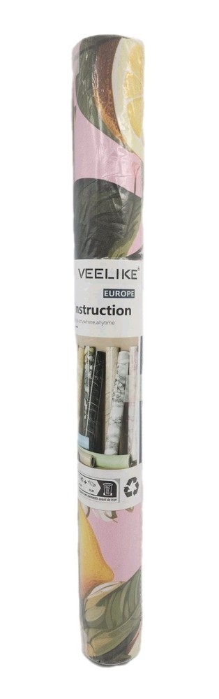 VEELIKE 17.7″W x 118″L Pink Lemon Citrus Wallpaper Stick & Peel Waterproof Paper