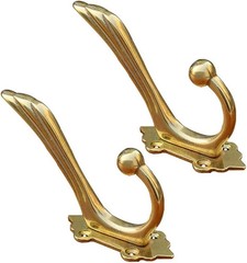 2Pcs Antique Solid Brass Clothes Hooks, Entryway Coat Hooks, Scarf and Jacket Ha