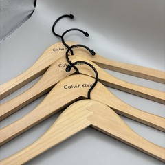 Calvin Klein Curved Wooden Hangers (4) Coat Jacket Shirt Four 17”
