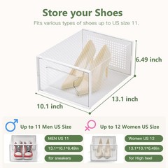 X-Large Shoe Storage Box Fit Size 11,Clear Plastic Stackable Shoe Organizer f…