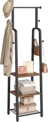 MAHANCRIS Freestanding Coat Rack 3 Shelves 8 Hooks Rustic Brown Black
