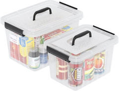2-Pack Clear Latch Storage Bins with Lids and Handles – 6QT/12QT Sizes