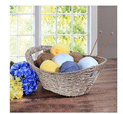 Oval Natural Seagrass Storage Basket with Cut-Out Handles