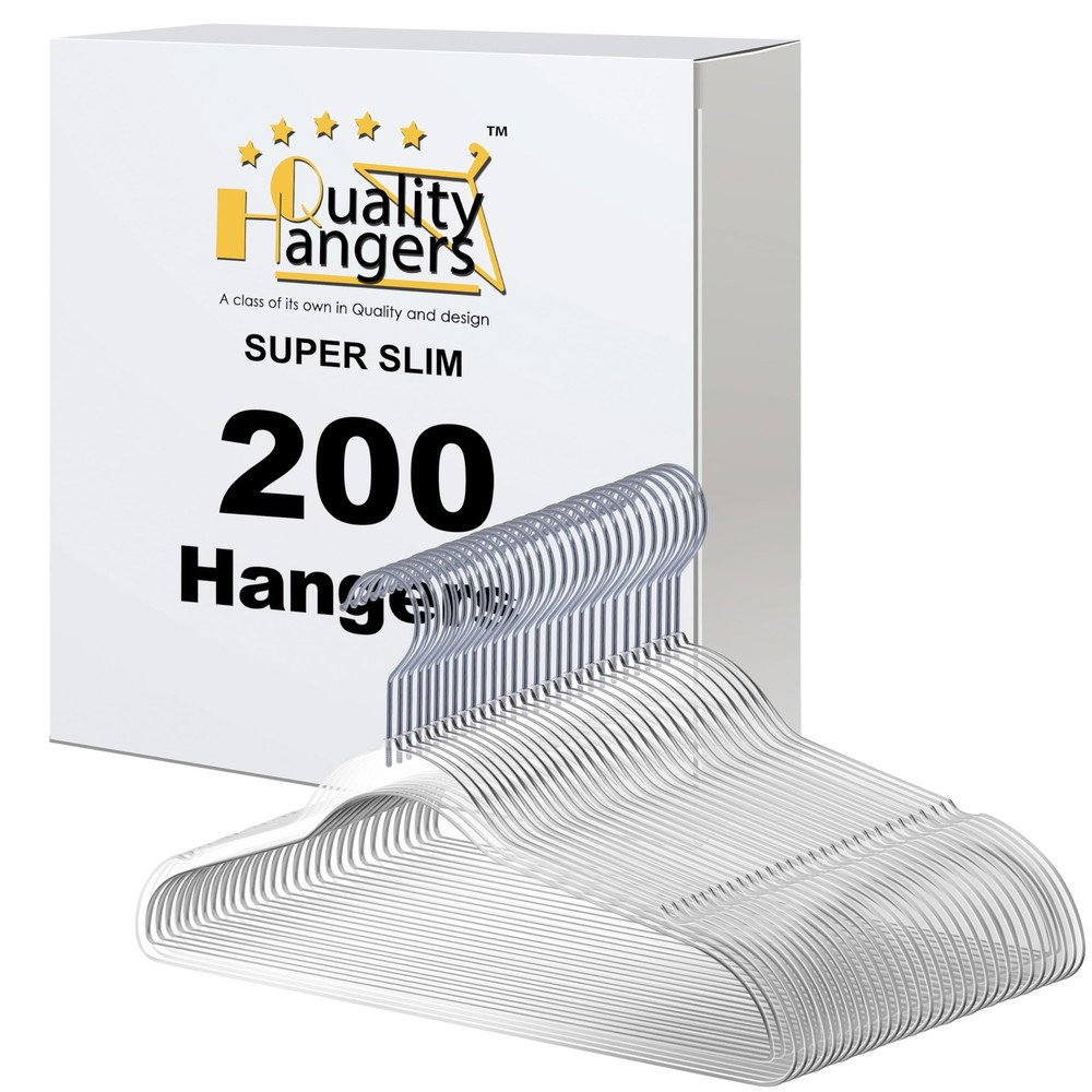 Quality Hangers Clear Plastic Hangers for Clothes | Multi Pack – Heavy Duty H…