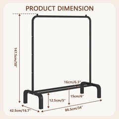 Standard Clothes Garment Rack Storage Shelf Hanging Coat Jacket Black
