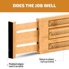 6-Pack Drawer Dividers – 6 Inches High, Adjustable 11 to 17 Inches Bamboo Dra…