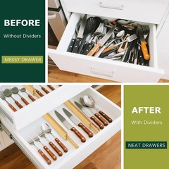 Kitchen Drawer Dividers 6 Pack Expandable Bamboo Organizers Large Adjustable